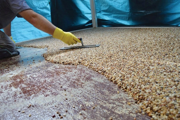EPDM flooring installation in progress
