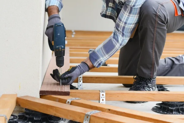 Outdoor terrace WPC decking installation