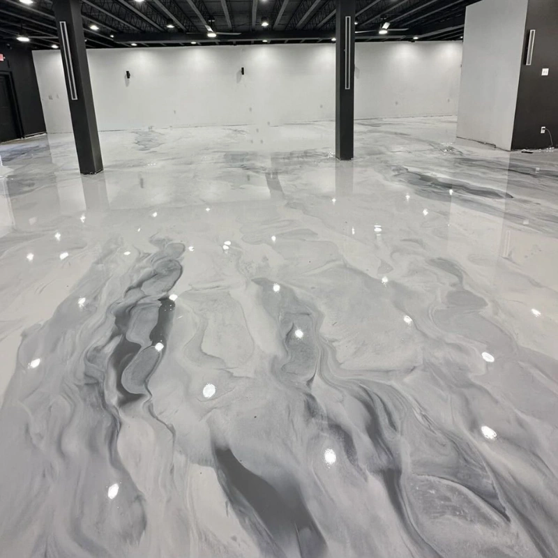 Marble look epoxy flooring interior