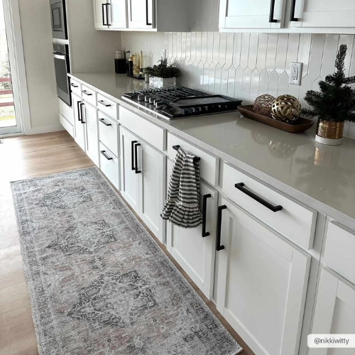 Grey kitchen runner rug modern