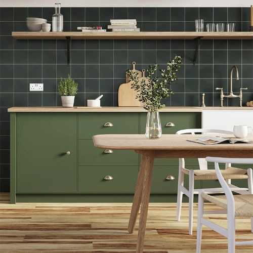 Stylish wooden floor in kitchen
