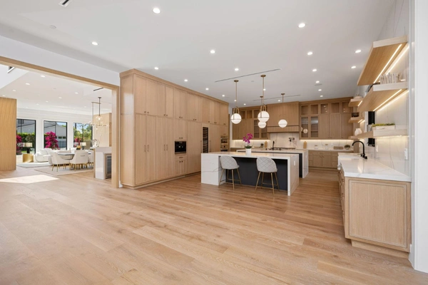 Elegant wooden floor in kitchen