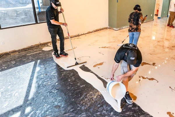 Self leveling epoxy flooring installation