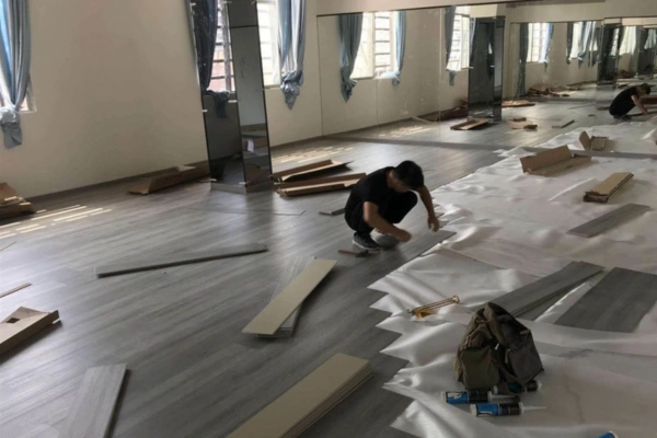 SPC flooring installation in hall