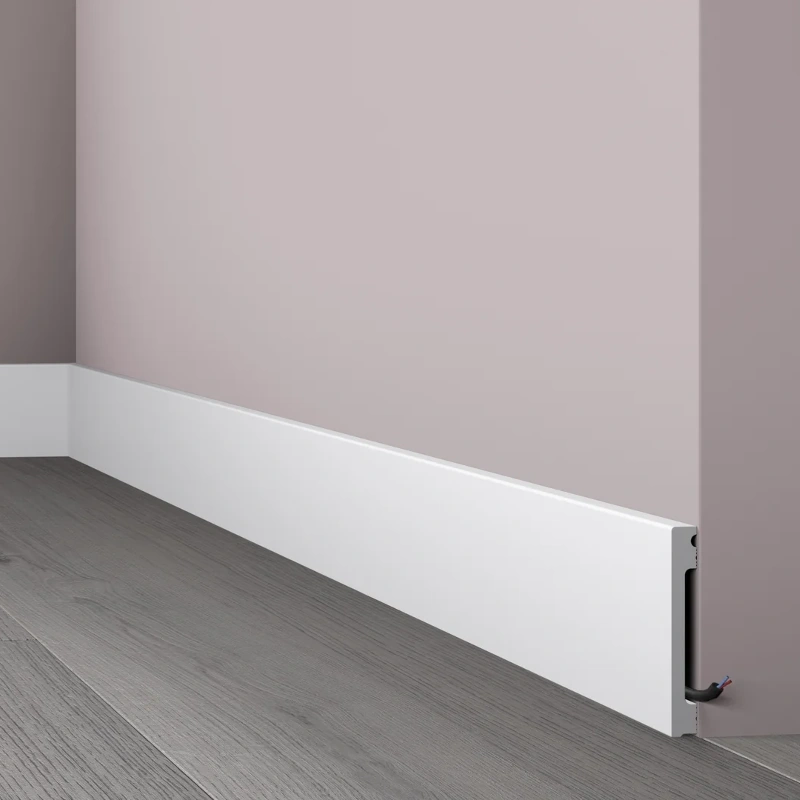 Minimal white PVC skirting board